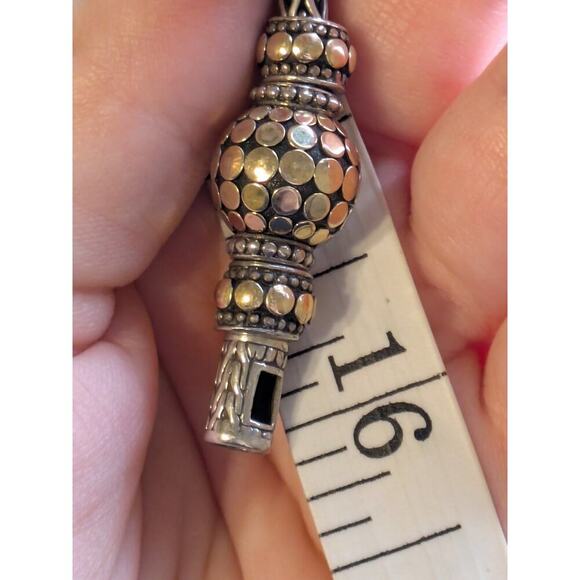 John Hardy Sterling Silver & 18kt. Gold Three Slide Dot Necklace 16" - Picture 6 of 8